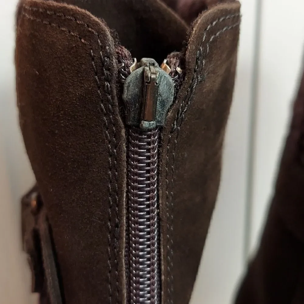 Aquatalia Brown Suede Wedge Sweater Boots Sz 10